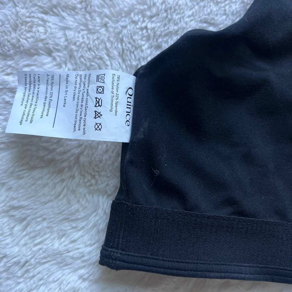 Quince Womens Ultra-Soft Performance Racerback Sports Bra Black Size Large NEW